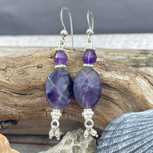 Amethyst Oval Drop Earrings Earrings