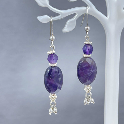 Amethyst Oval Drop Earrings Earrings