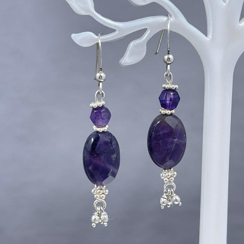 Amethyst Oval Drop Earrings Earrings