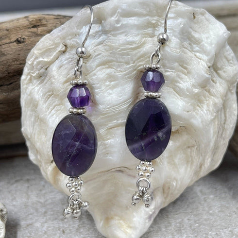 Amethyst Oval Drop Earrings Earrings