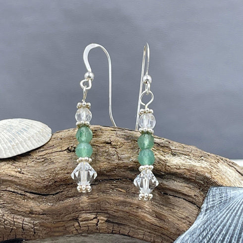 Aventurine and Crystal Earrings Earrings