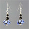 Blue and Black Flower Lampwork Glass Earrings Earrings