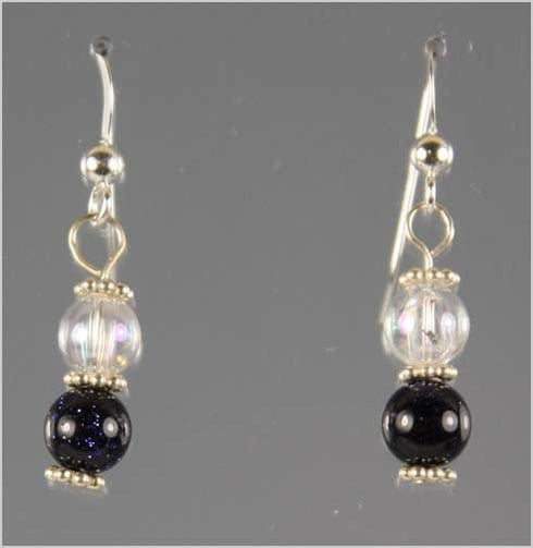 Blue Goldstone and Quartz Earrings Earrings