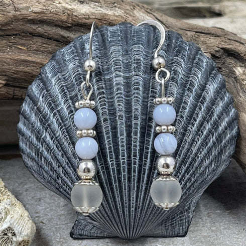 Blue Lace Agate Earrings Earrings