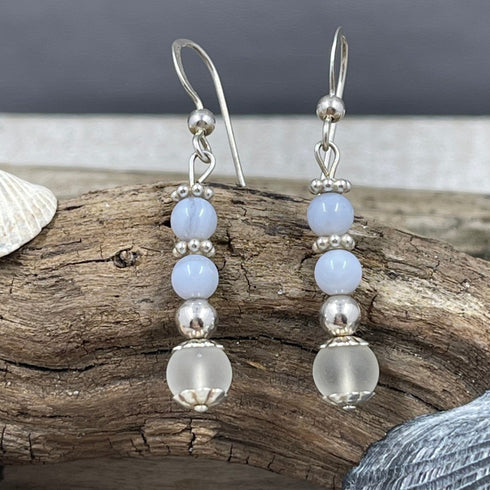 Blue Lace Agate Earrings Earrings