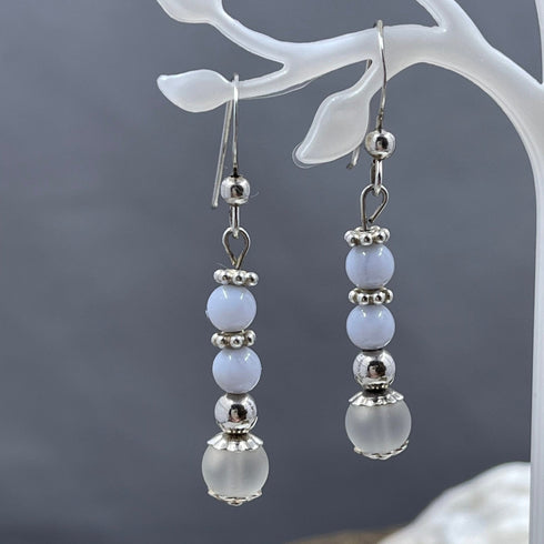 Blue Lace Agate Earrings Earrings
