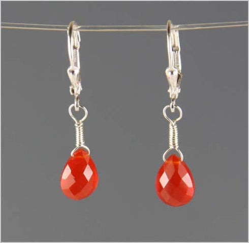 Carnelian Briolette Earrings Earrings
