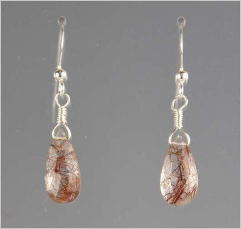 Copper Rutile Quartz Drop Earrings Earrings
