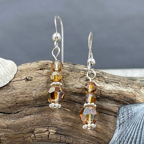 Copper Shadow Crystal Drop Earrings Earrings