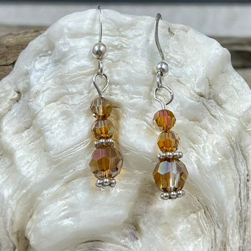 Copper Shadow Crystal Drop Earrings Earrings