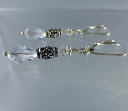Crystal Sterling Silver Drop Earrings Earrings