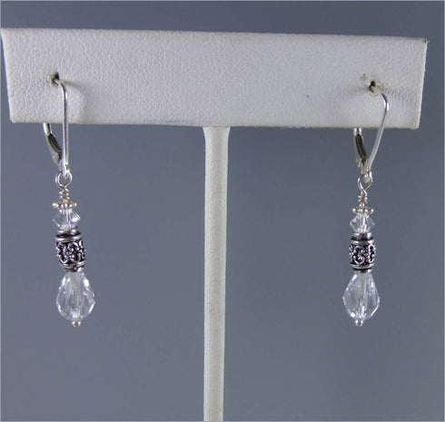 Crystal Sterling Silver Drop Earrings Earrings
