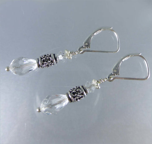 Crystal Sterling Silver Drop Earrings Earrings