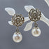 Delicate Scroll Work Freshwater Cultured Pearl Earrings Earrings