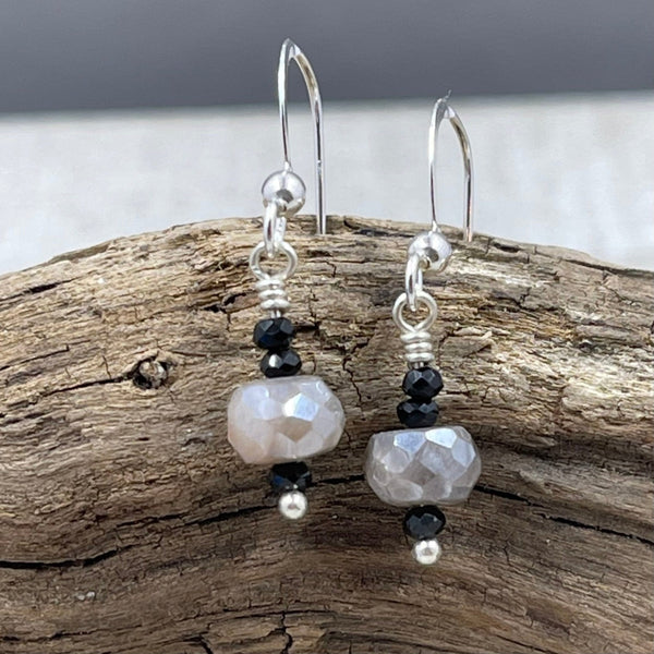 Diamond Coated Moonstone Earrings Earrings