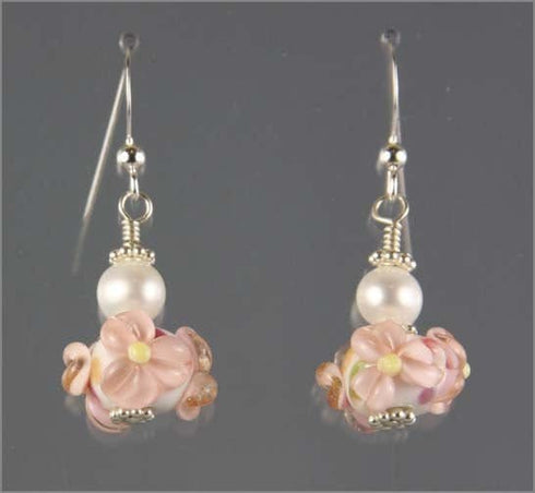 Enchanted Garden Flower Lampwork Glass Earrings Earrings