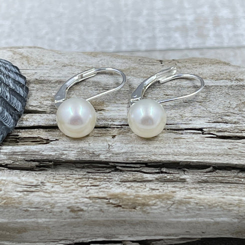 Freshwater Cultured Pearl Lever Back - AA+ Quality! Earrings