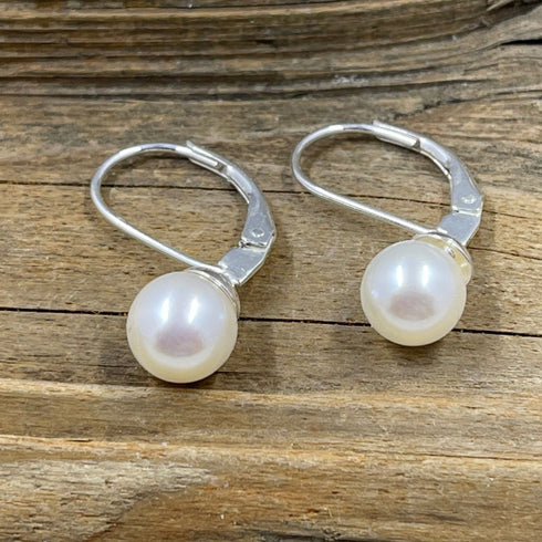 Freshwater Cultured Pearl Lever Back - AA+ Quality! Earrings
