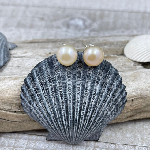 Freshwater Pearl Button Earrings - AAA Quality Earrings