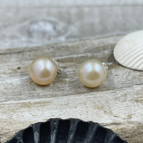 Freshwater Pearl Button Earrings - AAA Quality Earrings