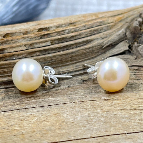 Freshwater Pearl Button Earrings - AAA Quality Earrings