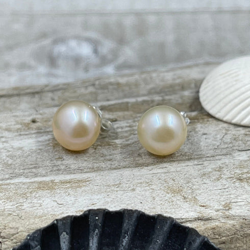 Freshwater Pearl Button Earrings - AAA Quality Earrings