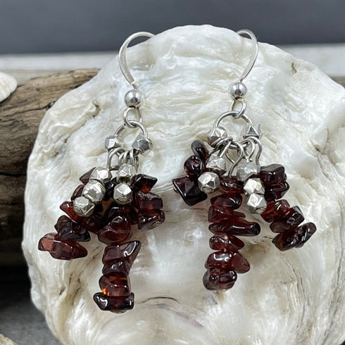 Garnet Chip Drop Earrings Earrings
