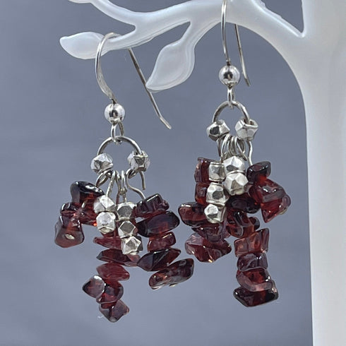 Garnet Chip Drop Earrings Earrings