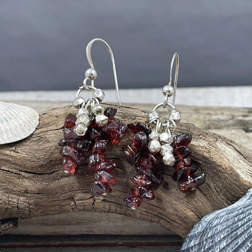 Garnet Chip Drop Earrings Earrings