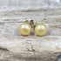 Golden Button Freshwater Cultured Pearl Post Earrings Earrings