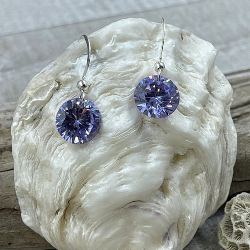 Light Purple Crystal Round Earrings Earrings
