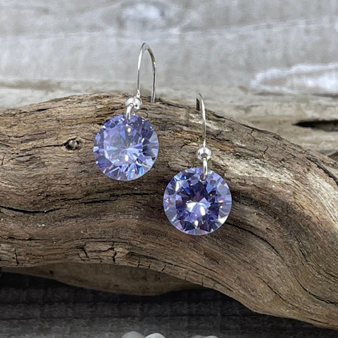 Light Purple Crystal Round Earrings Earrings