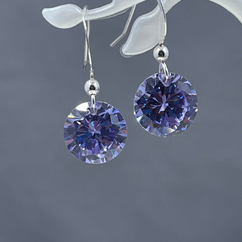 Light Purple Crystal Round Earrings Earrings