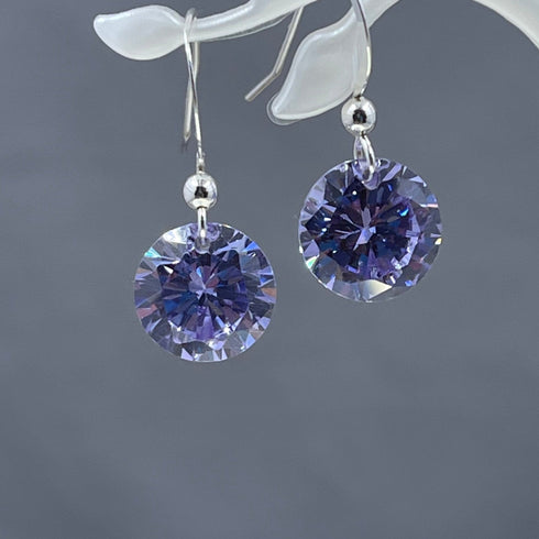 Light Purple Crystal Round Earrings Earrings
