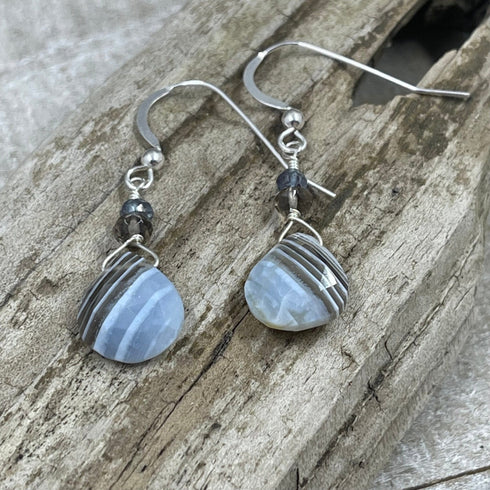 Owyhee Opal with Smokey Quartz and Iolite Earrings Earrings