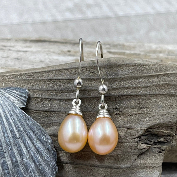 Pink Freshwater Pearl Drop Earrings - AAA Quality Earrings