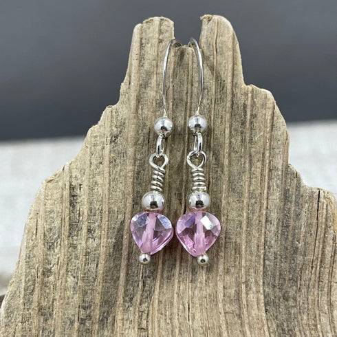 Pink Heart Cubic Zirconia Earrings Earrings
