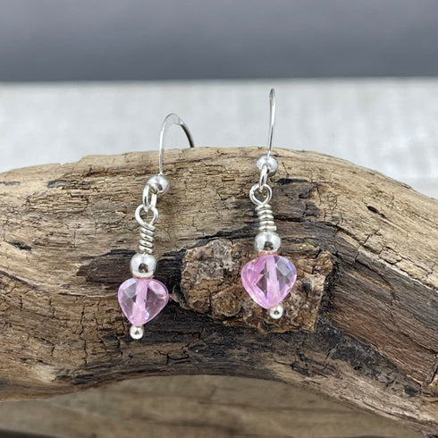 Pink Heart Cubic Zirconia Earrings Earrings