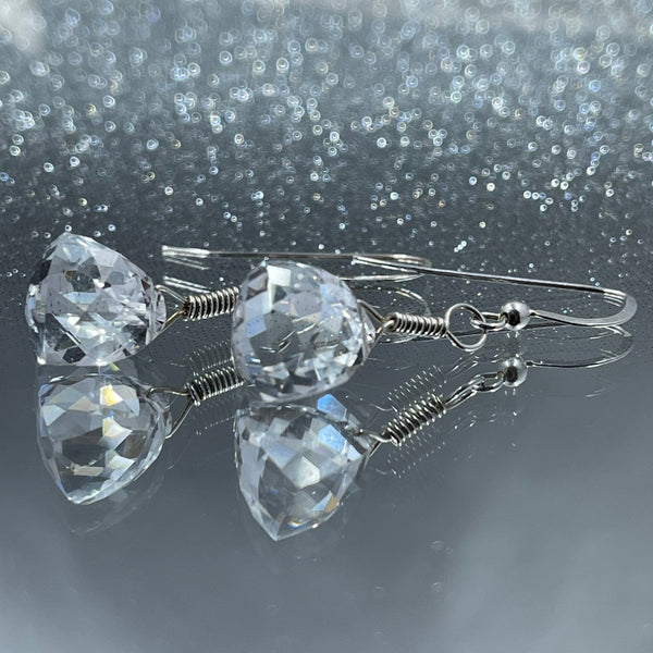 Quartz Crystal 3-D Pyramid Earrings Earrings