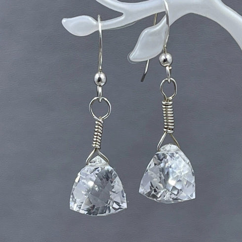 Quartz Crystal 3-D Pyramid Earrings Earrings