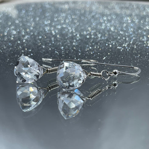 Quartz Crystal 3-D Pyramid Earrings Earrings