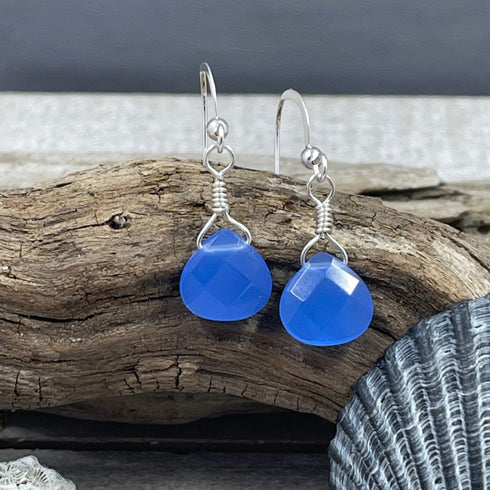 Royal Blue Jade Briolette Earrings Earrings
