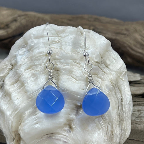 Royal Blue Jade Briolette Earrings Earrings