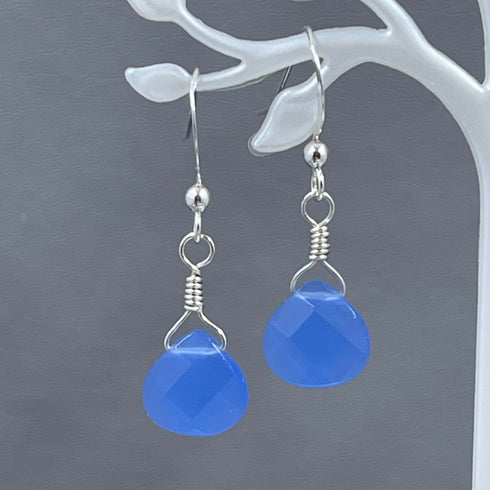 Royal Blue Jade Briolette Earrings Earrings