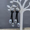 Silver Pearl and Crystal Leather Earrings Earrings