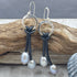 Silver Pearl and Crystal Leather Earrings Earrings