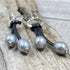 Silver Pearl and Crystal Leather Earrings Earrings