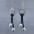 Silver Pearl and Crystal Leather Earrings Earrings