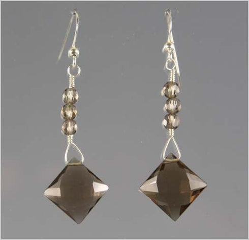Smokey Quartz Square Briolette Earrings Earrings