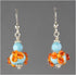 Turquoise and Apricot Flower Lampwork Earrings Earrings